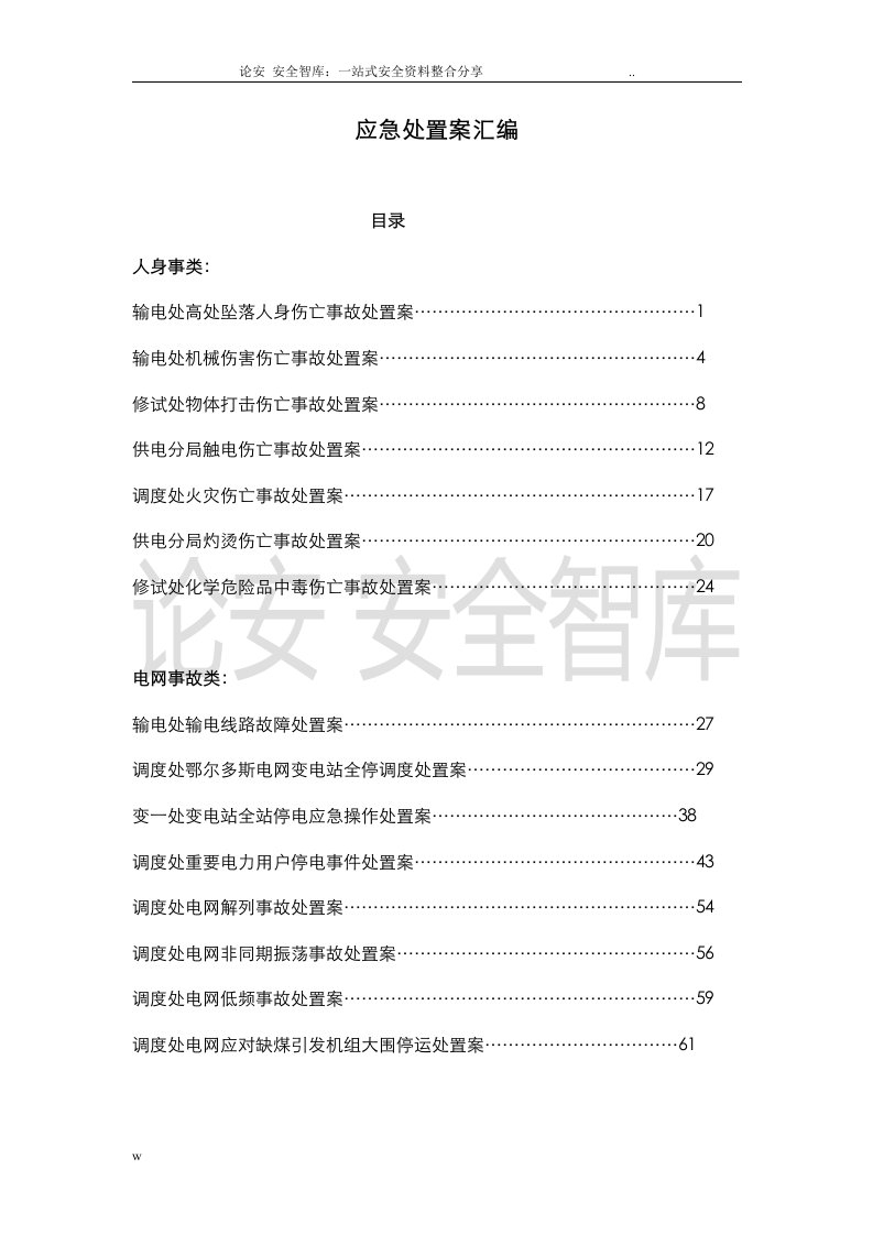 各类现场应急处置方案汇编