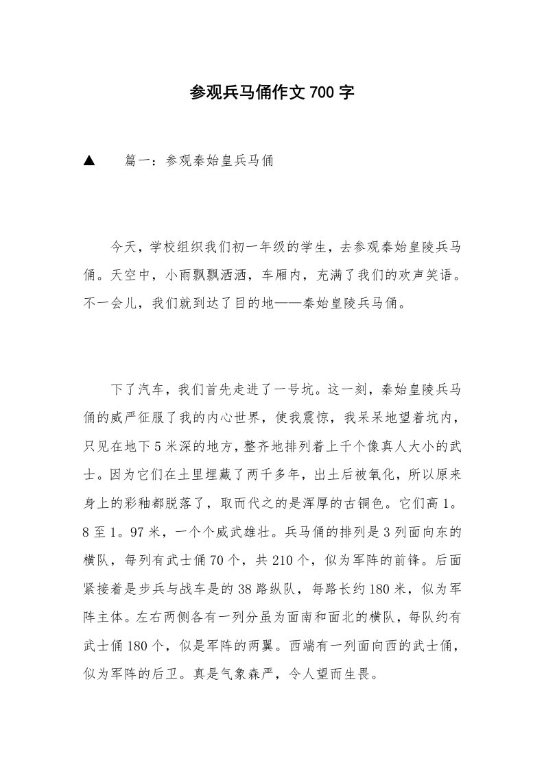 参观兵马俑作文700字