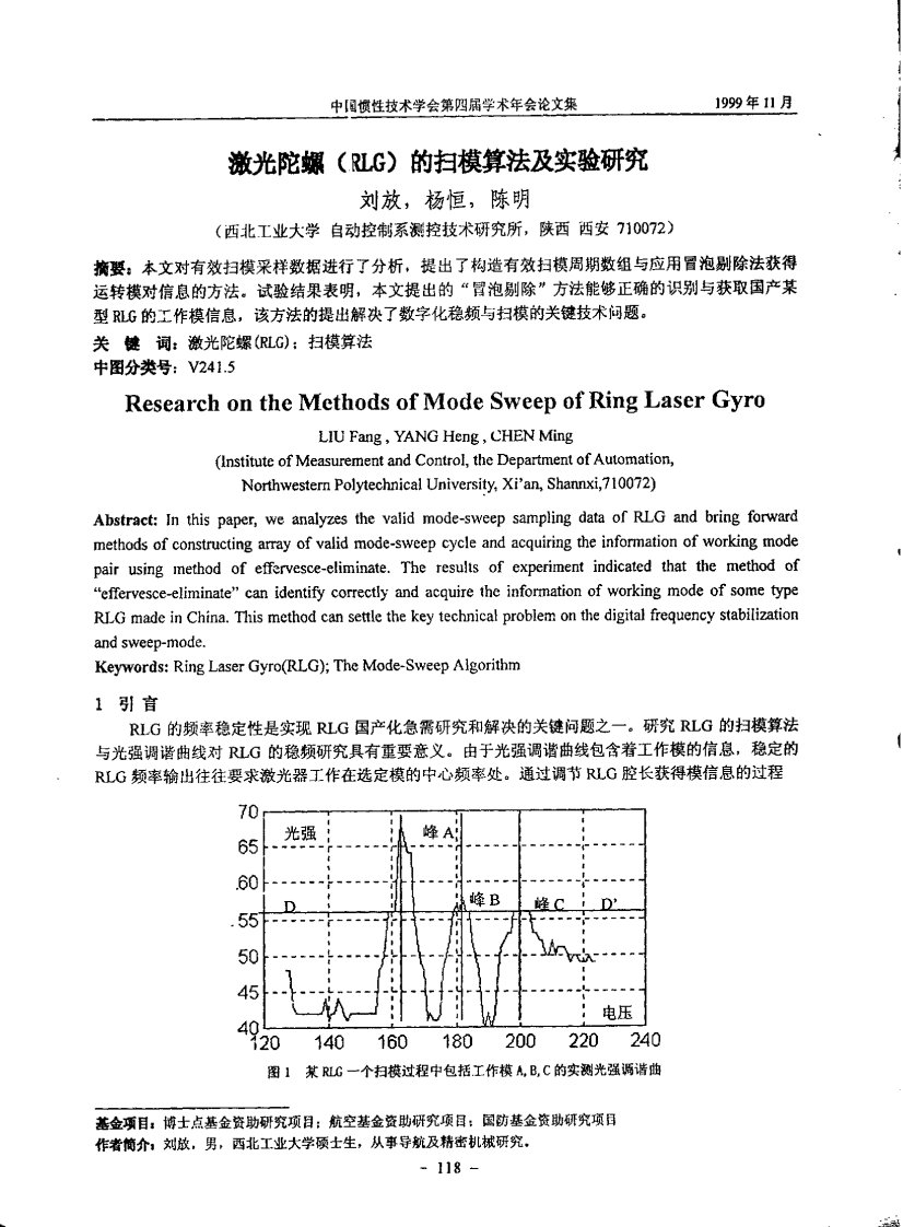 激光陀螺(RLG)的扫模算法及实验研究