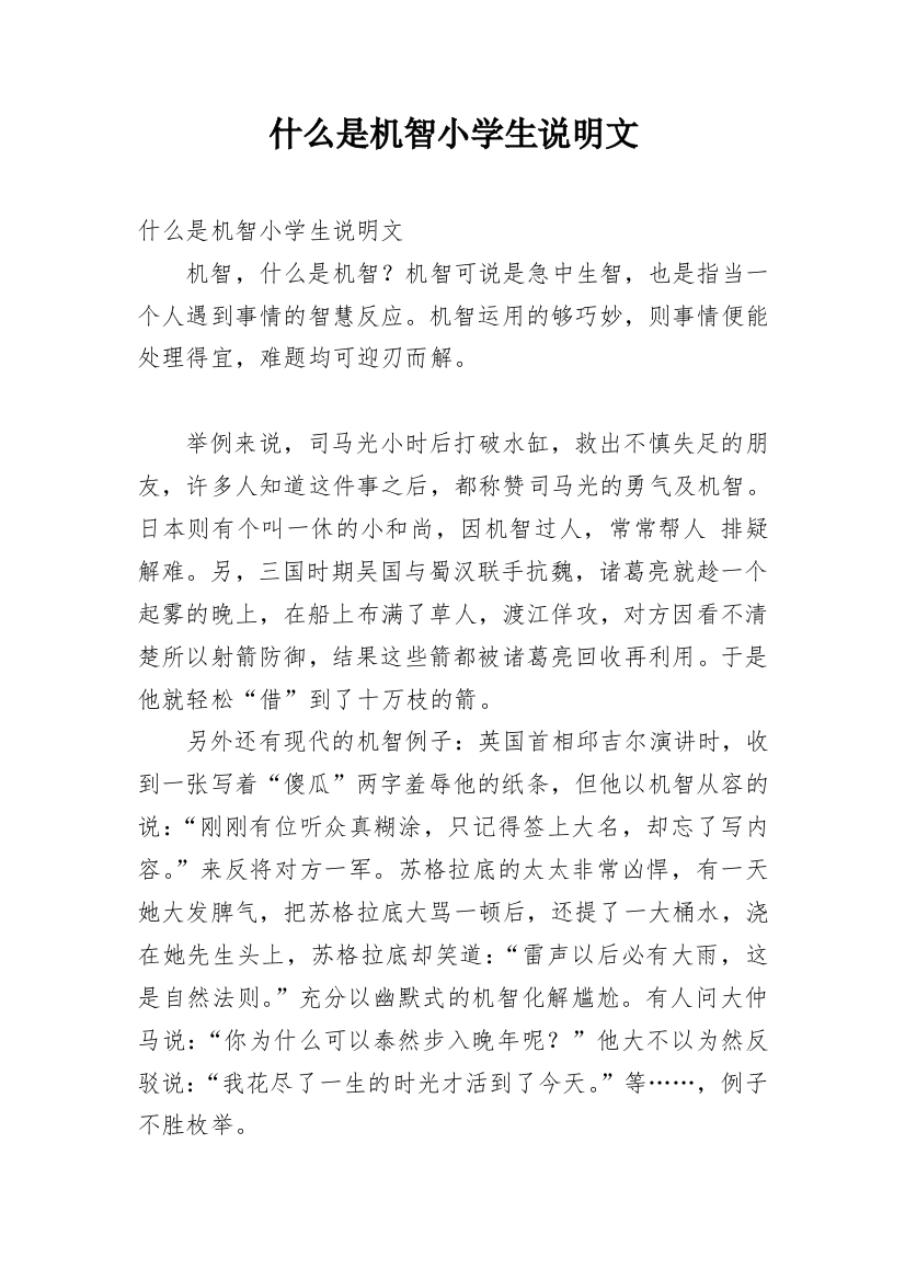 什么是机智小学生说明文