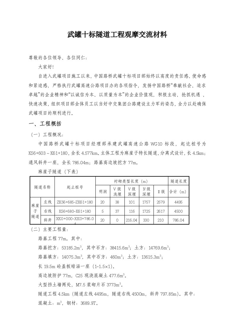 建筑工程管理-隧道工程现场会观摩交流材料