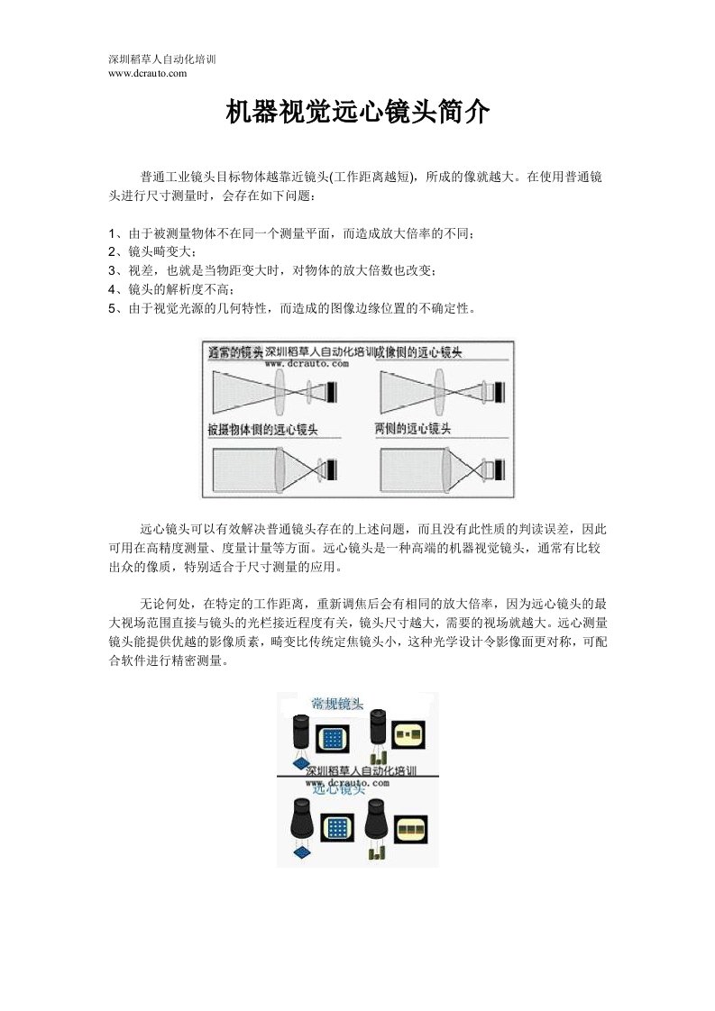 机器视觉远心镜头简介