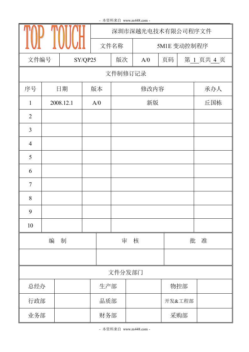 《5M1E变动控制程序》深越光电技术公司(doc)-程序文件