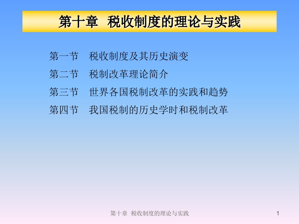 财政学第十章税收制度的理论与实践