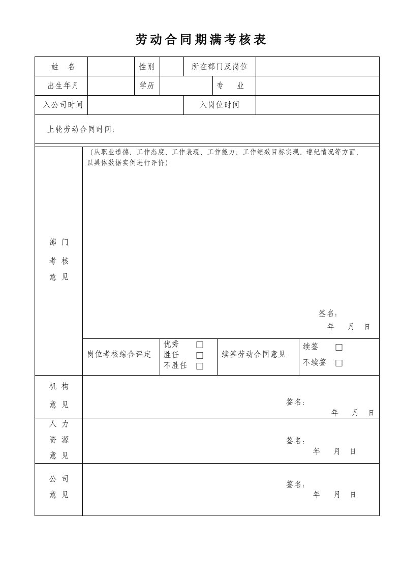 《劳动合同意向书》word版