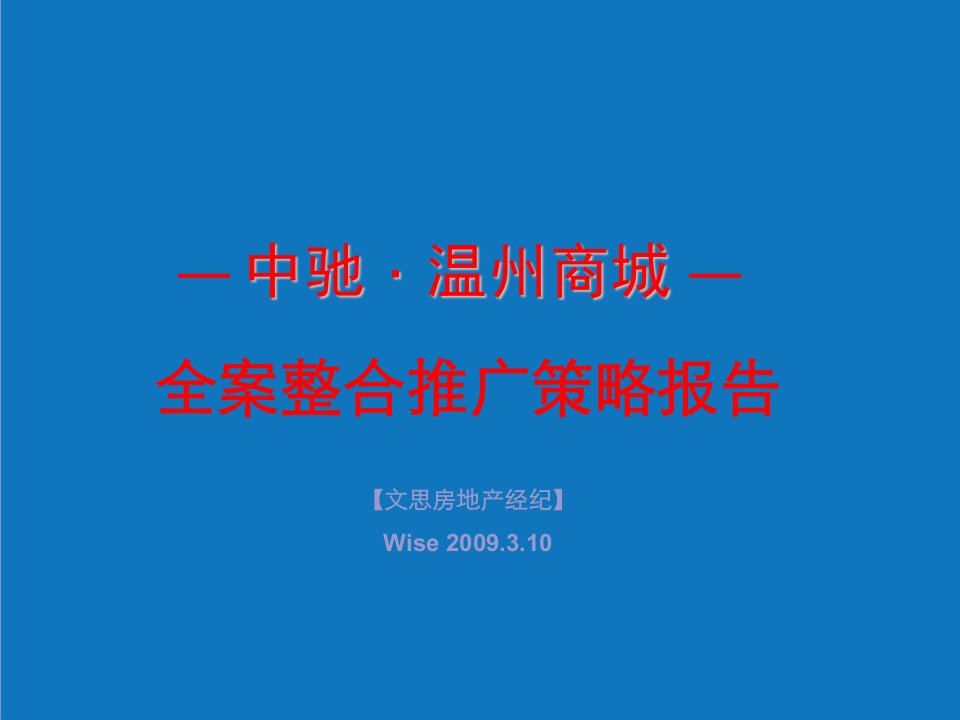 战略管理-温州商城全案推广策略