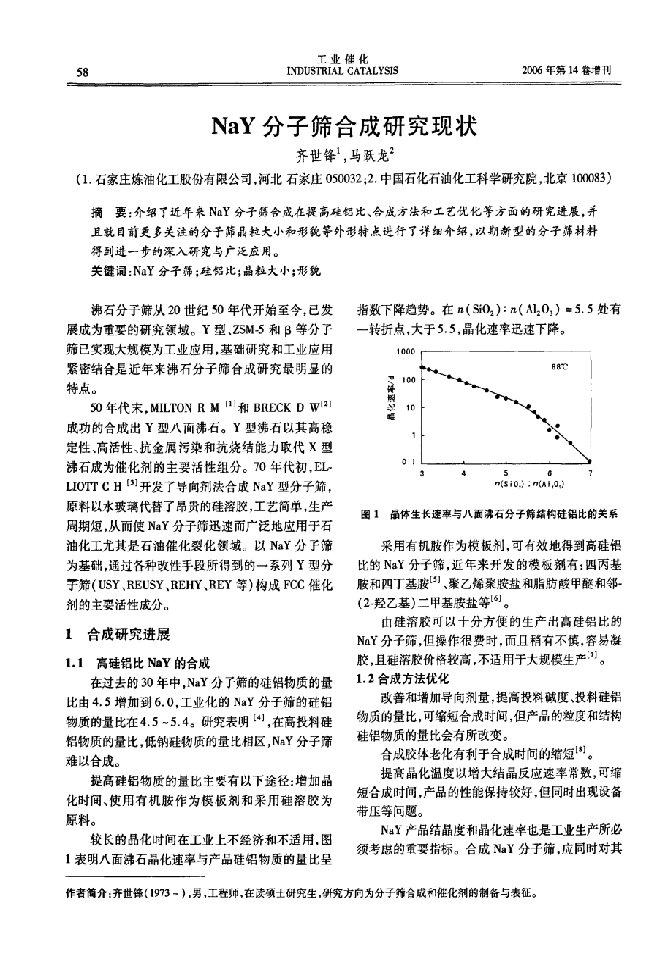 nay分子筛合成研究现状