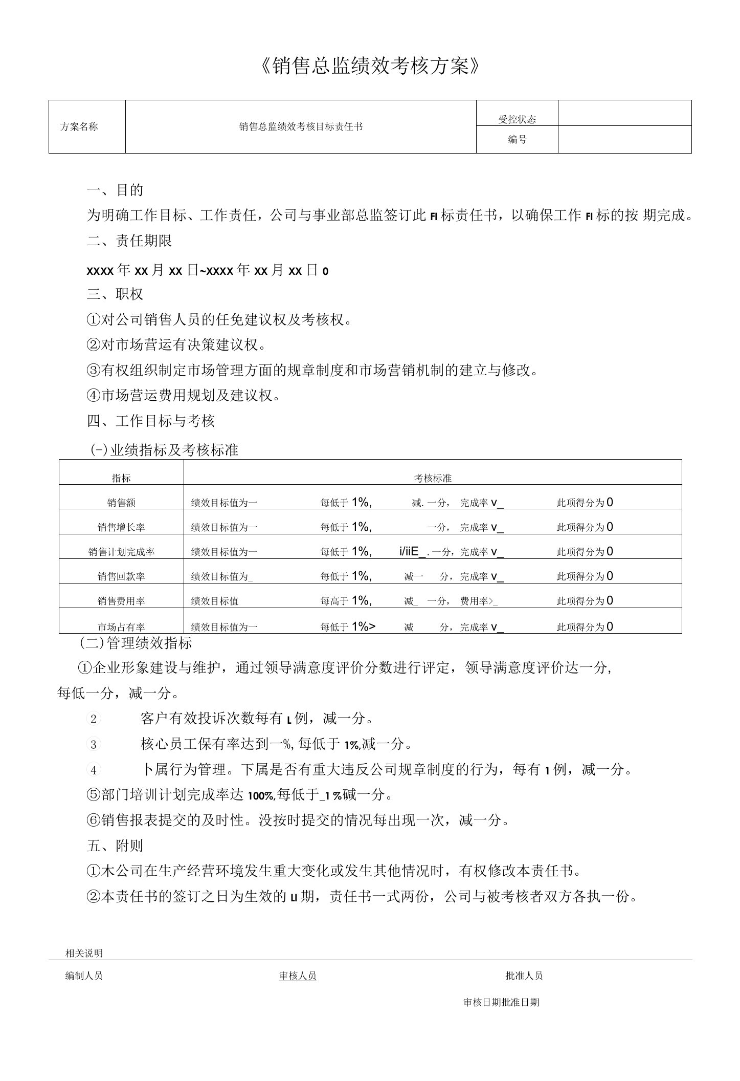 《销售总监绩效考核方案》