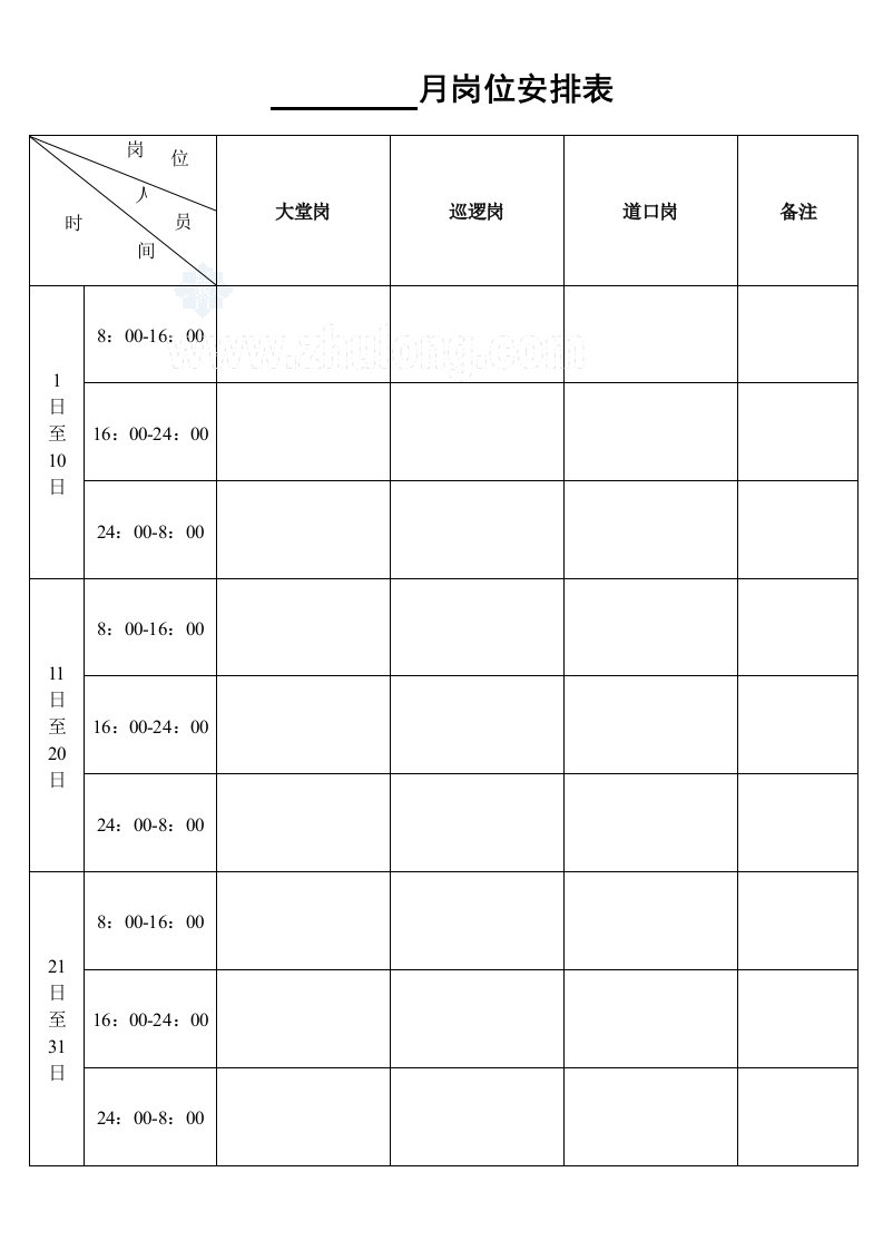 工程资料-保安月岗位安排表_secret