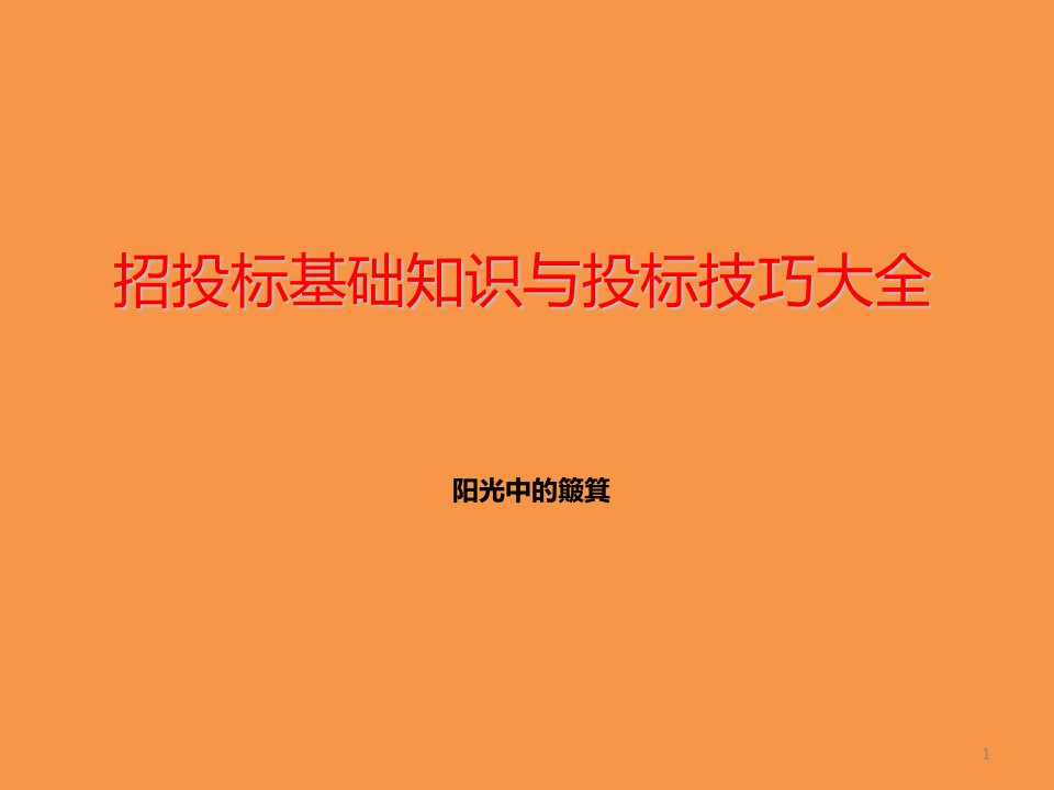 招投标基础知识与投标技巧大全课件