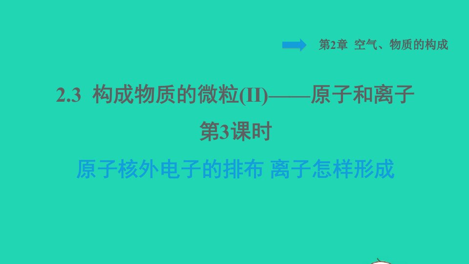 2021秋九年级化学上册第2章空气物质的构成课题3构成物质的微粒Ⅱ__原子和离子第3课时原子核外电子的排布离子怎样形成背记手册习题课件科学版