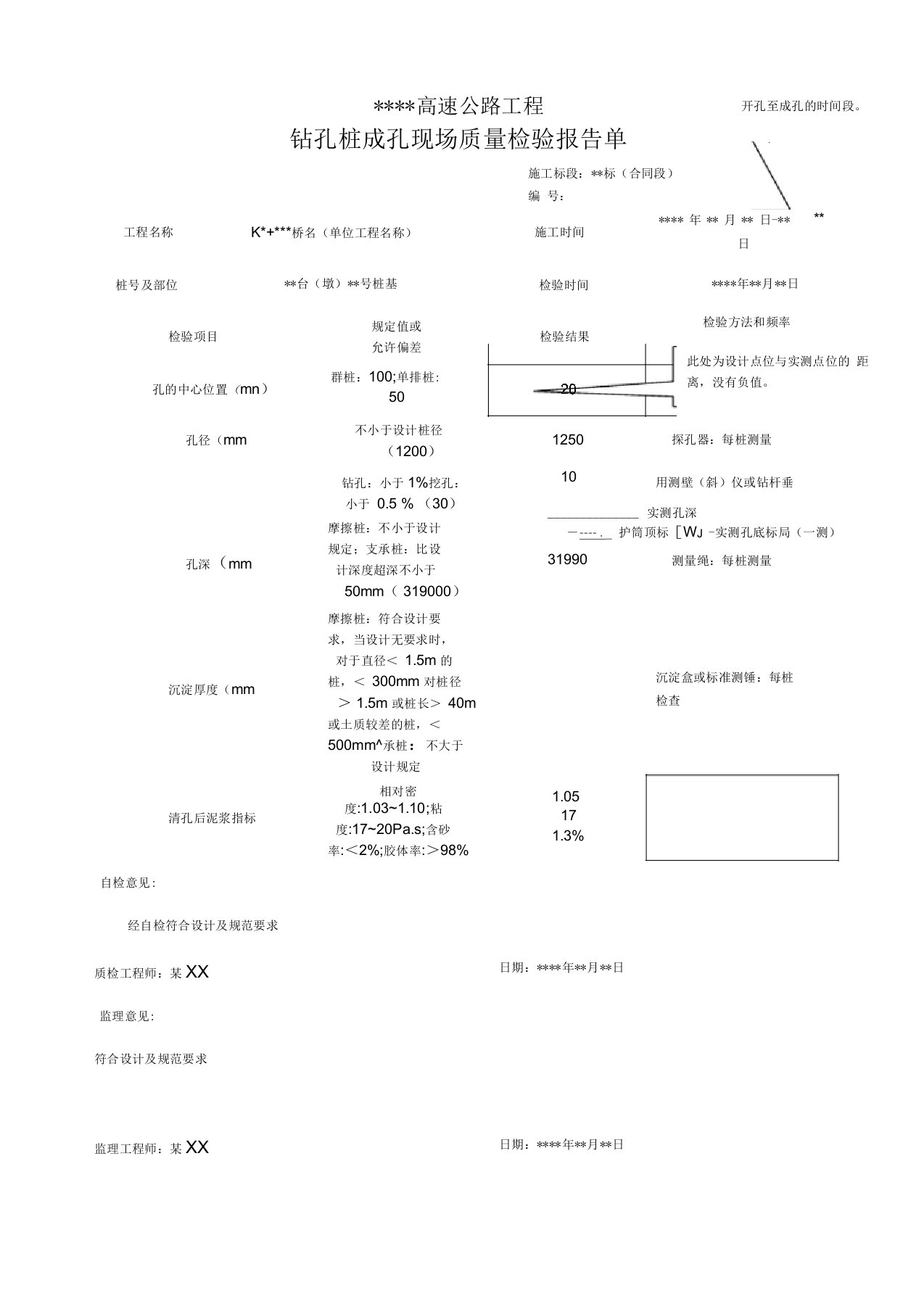 桥梁工程资料填写样式