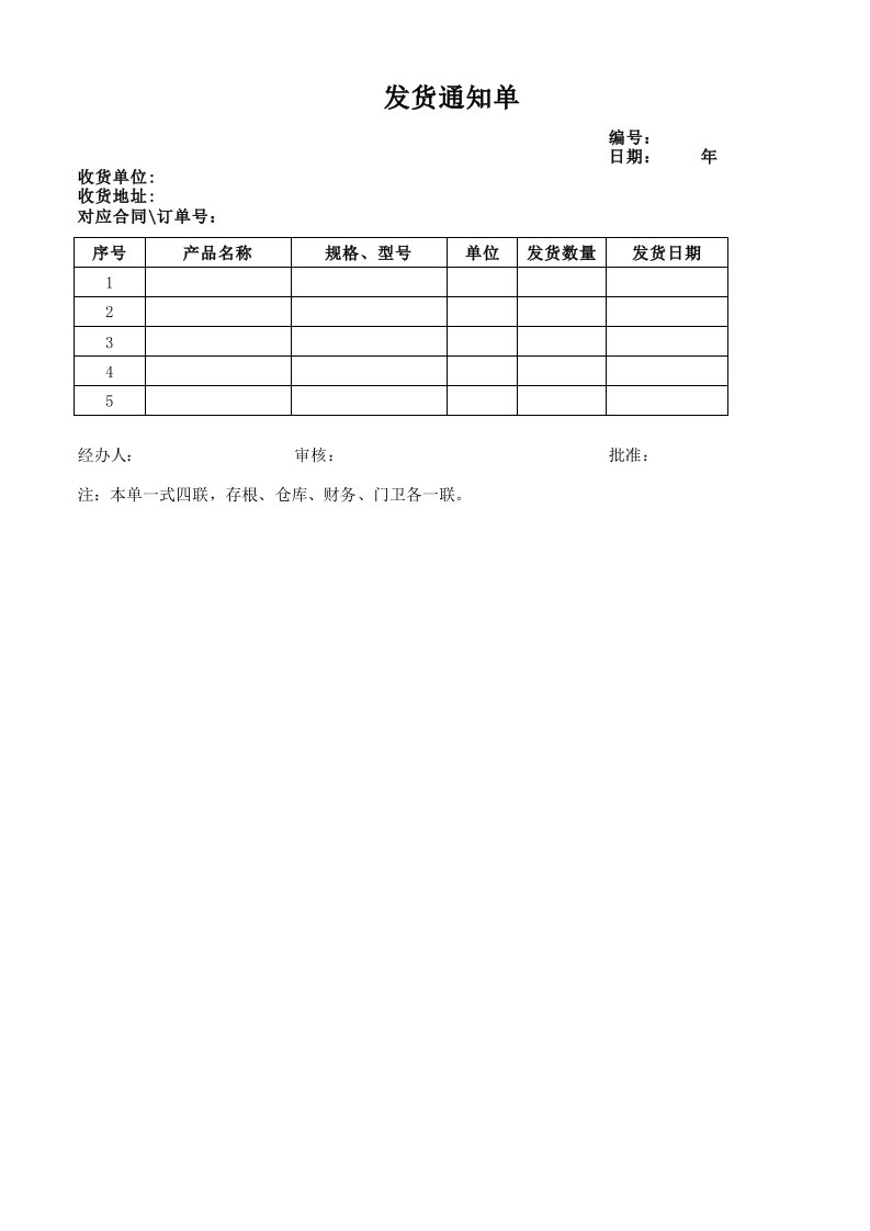 发货通知单(模板)