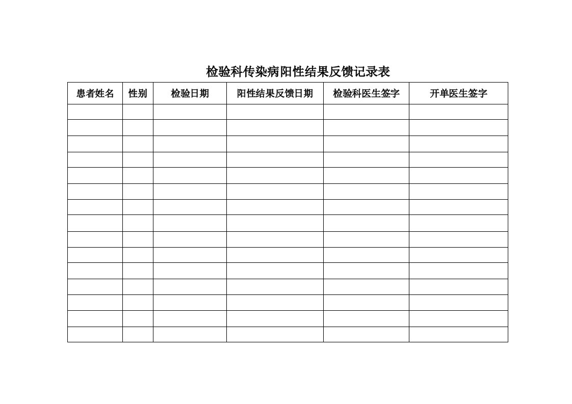 化验室、放射科传染病阳性结果反馈记录表