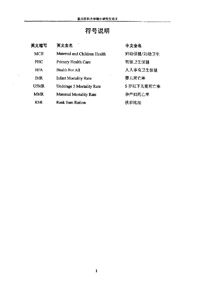 重庆市主城某区妇幼保健网络及工作现状调查分析和评价