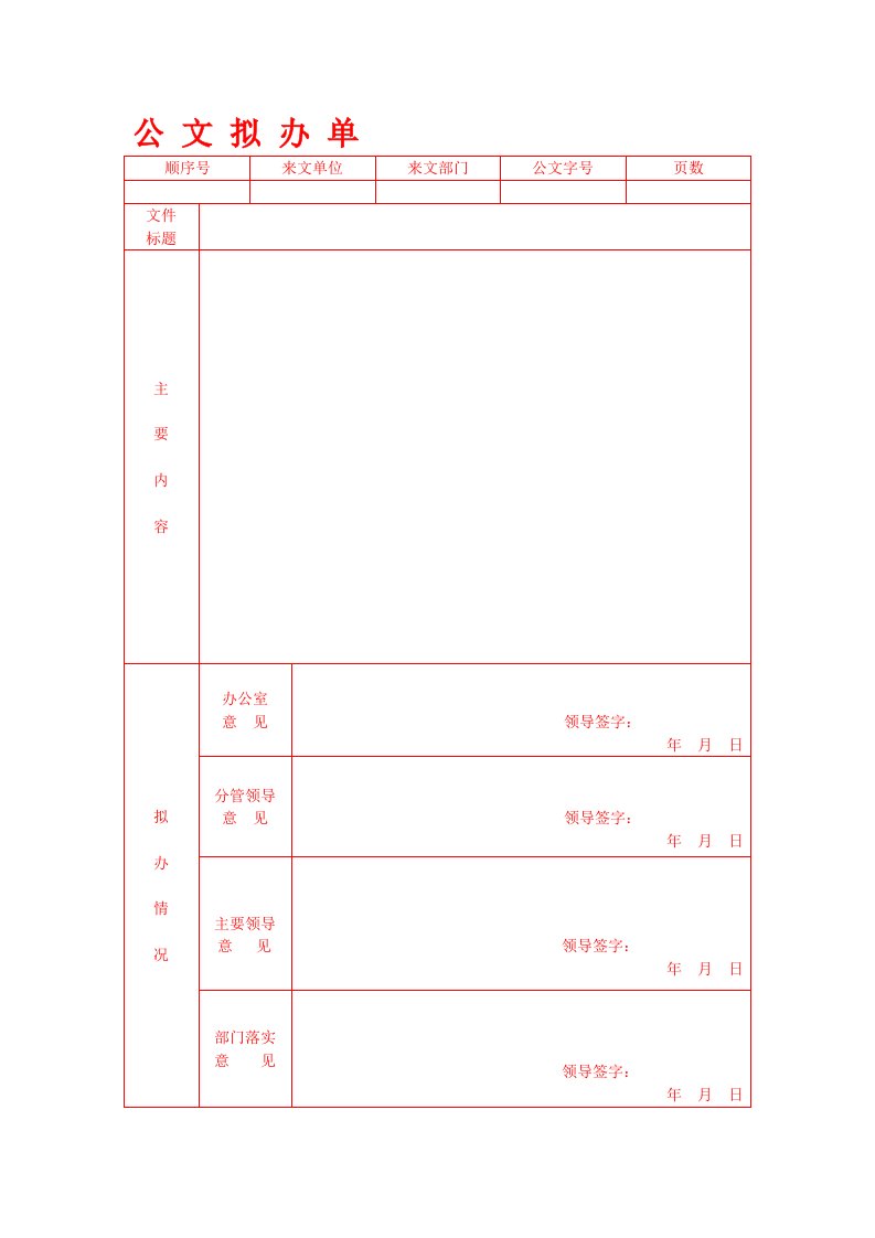 公文拟办单