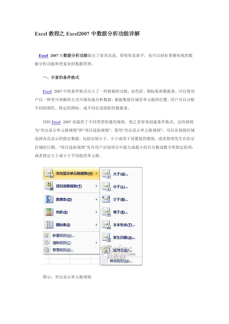 Excel教程之Excel2007中数据分析功能详解