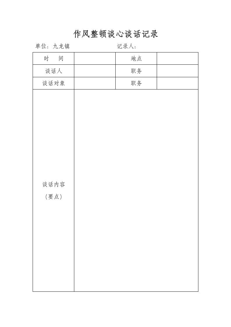 作风整顿谈心谈话记录