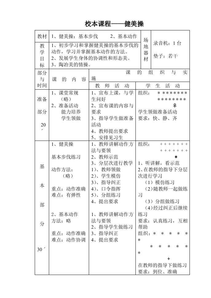 小学校本课程-健美操