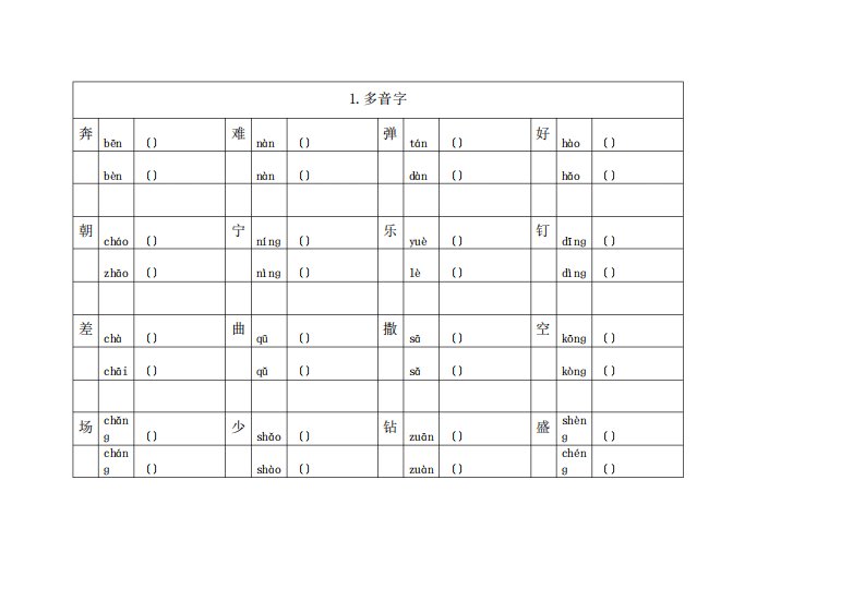 小学二年级语文多音字专项练习题(附解析)