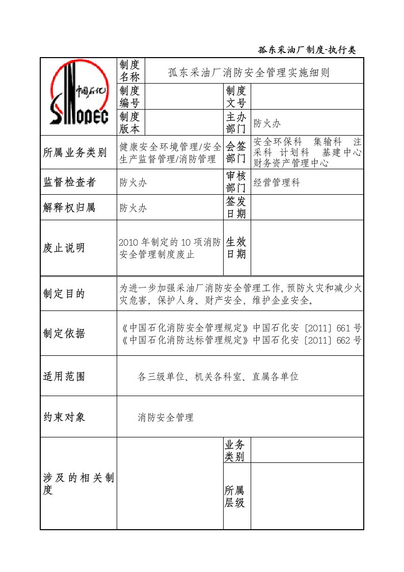 消防安全管理实施细则