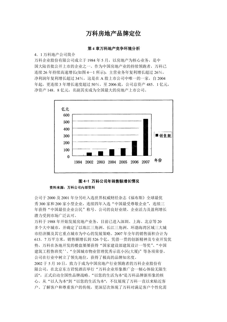 万科房地产品牌定位