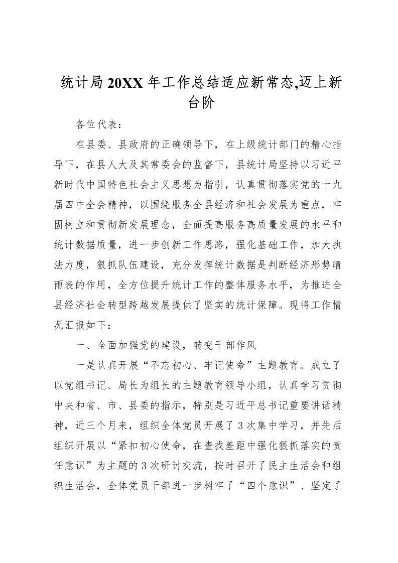 2022-统计局工作总结适应新常态,迈上新台阶