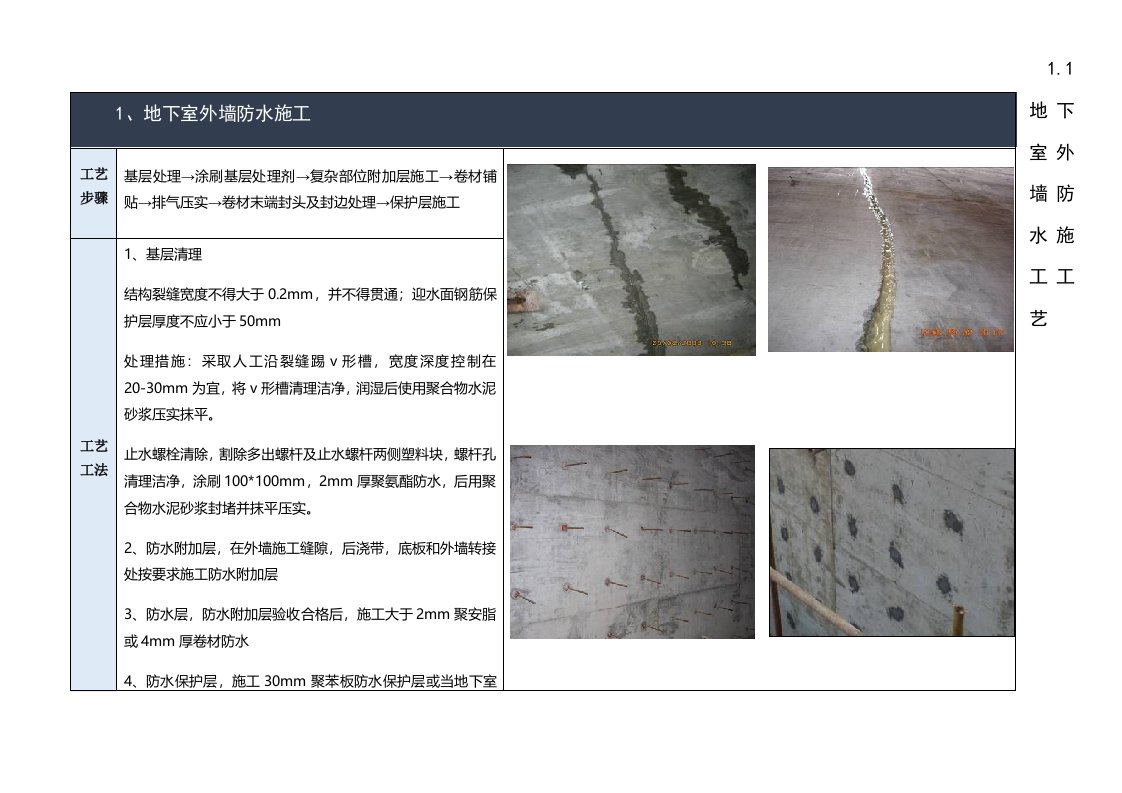 2021年地下室外墙防水综合施工标准工艺