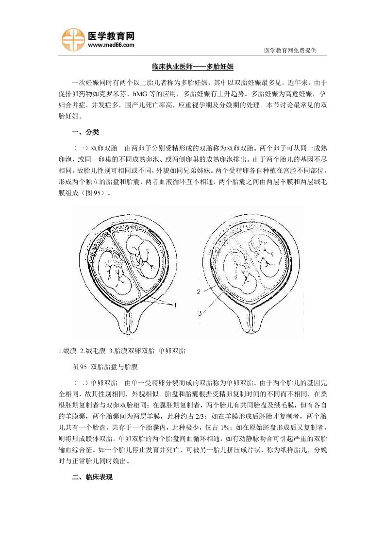 临床执业医师——多胎妊娠