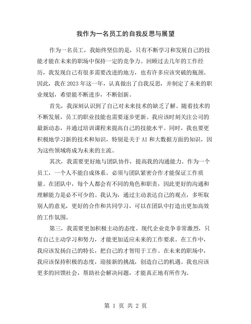 我作为一名员工的自我反思与展望