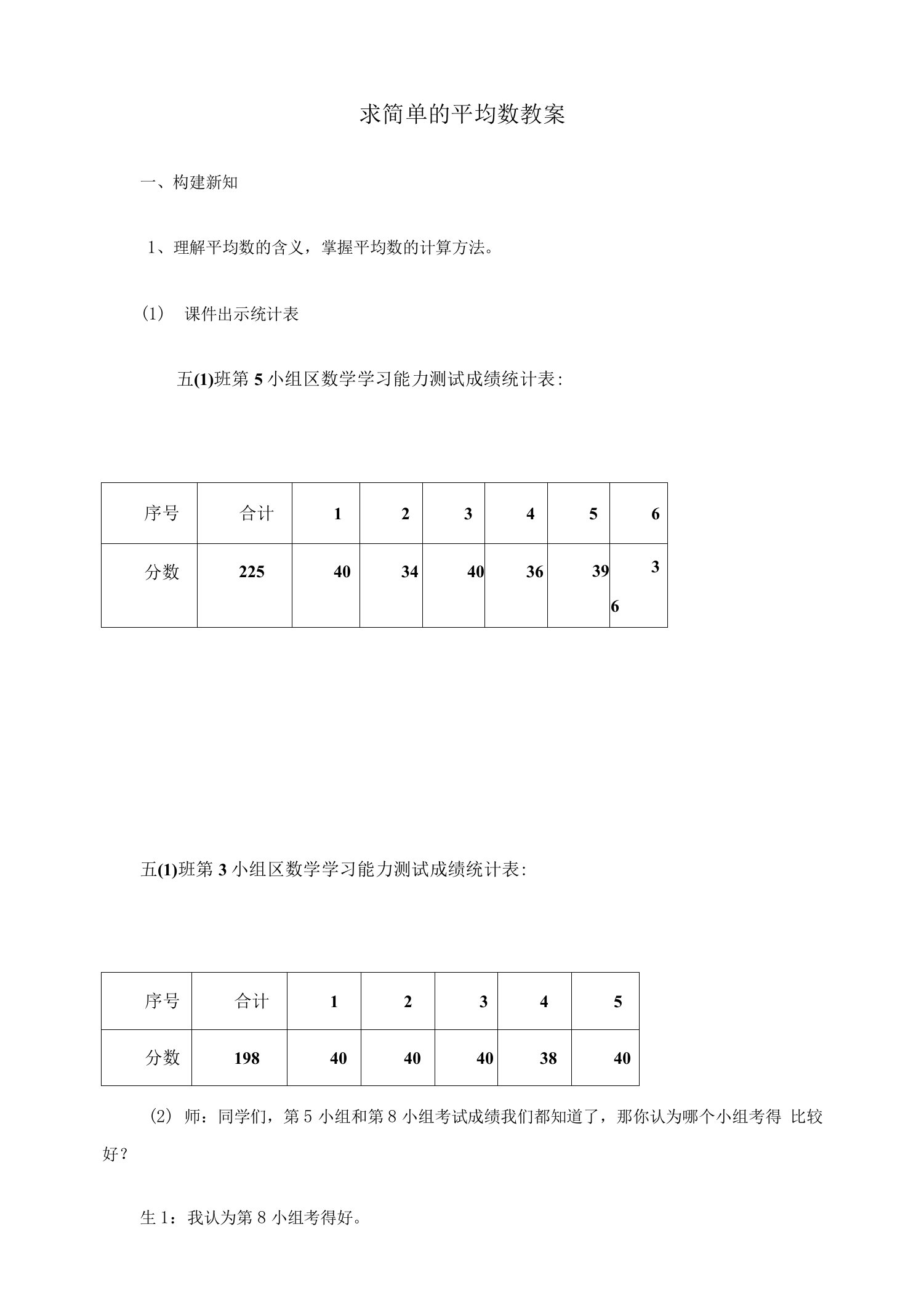 求简单平均数的案例