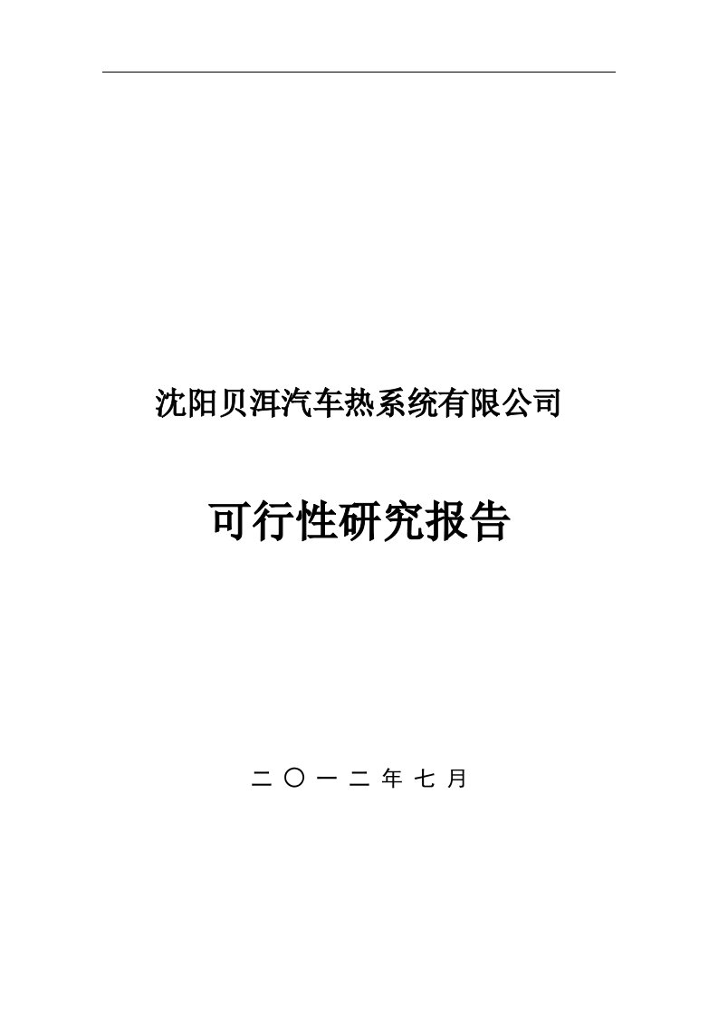 贝洱沈阳热系统项目可行性报告