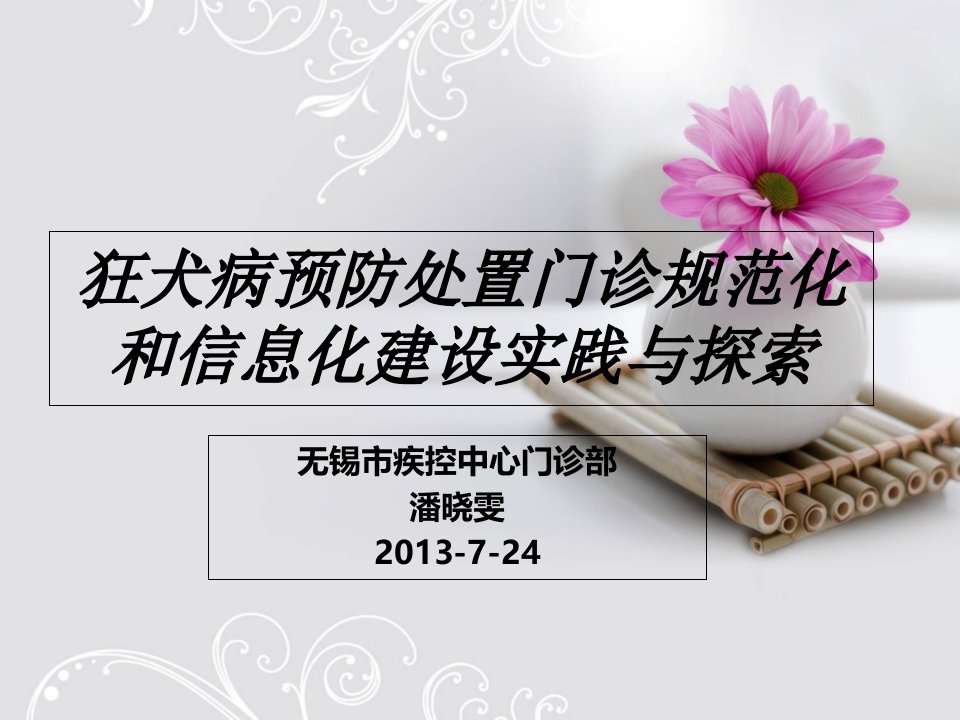 狂犬病预防处置门诊规范化和信息化建设的实践与探索-潘晓雯PPT课件