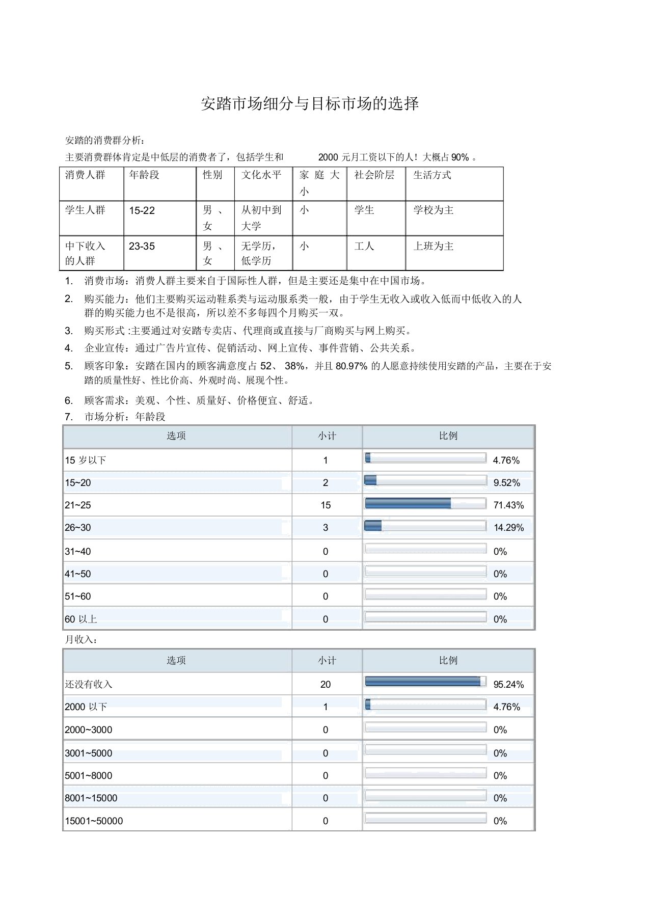 安踏市场细分与目标