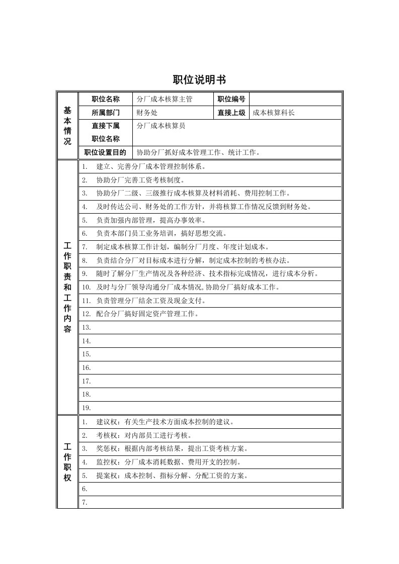 某钢铁公司各部门主管岗位职责