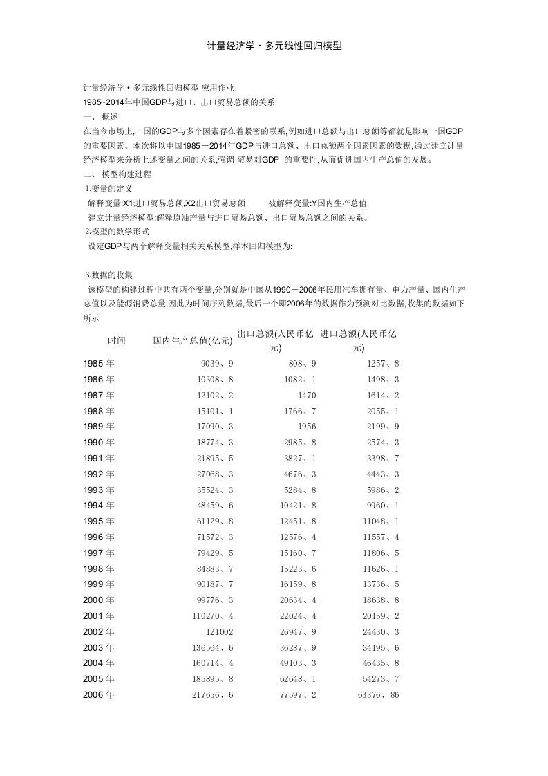 计量经济学·多元线性回归模型