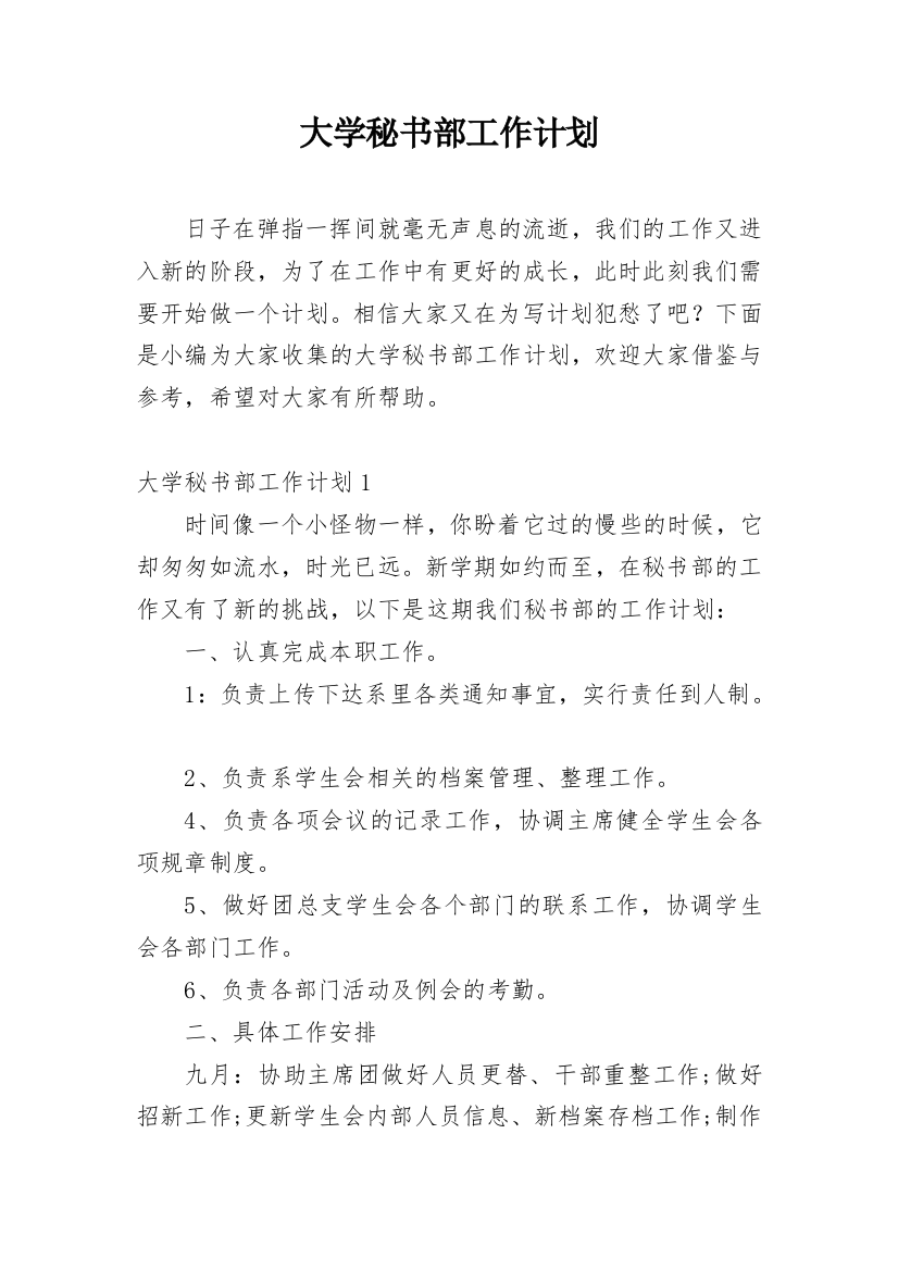 大学秘书部工作计划_5