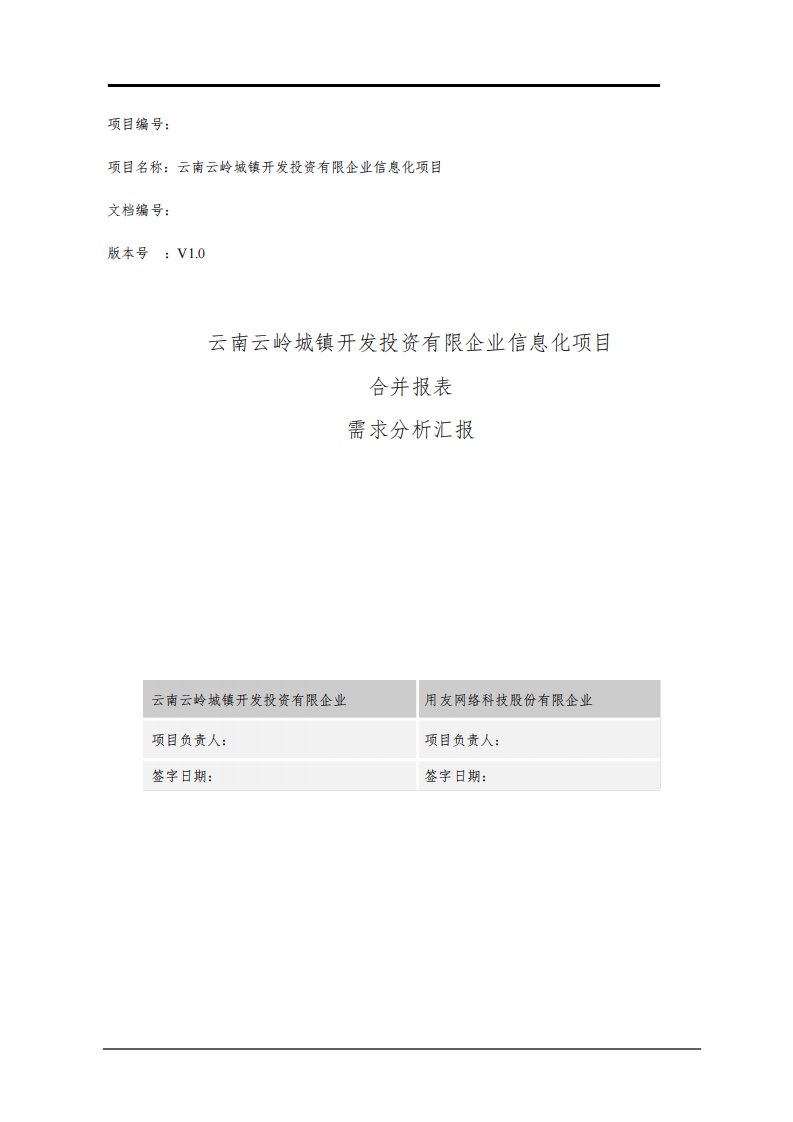 合并报表项目需求分析报告