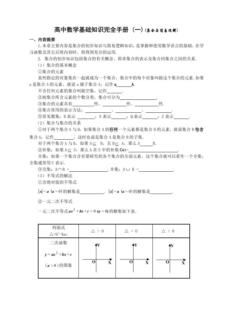 高中数学基础知识完全手册