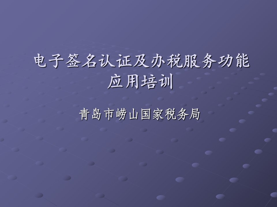 电子签名认证及办税服务功能应用培训