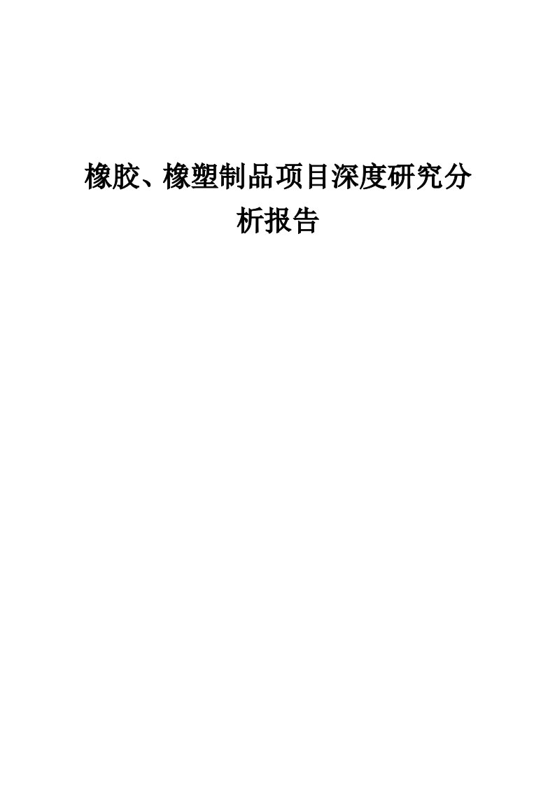 2024年橡胶、橡塑制品项目深度研究分析报告