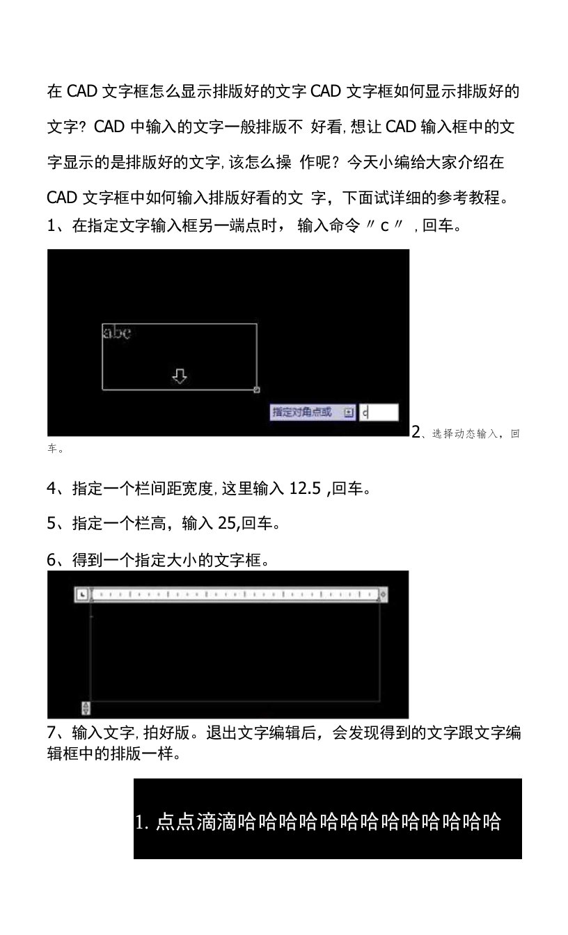 在CAD文字框怎么显示排版好的文字