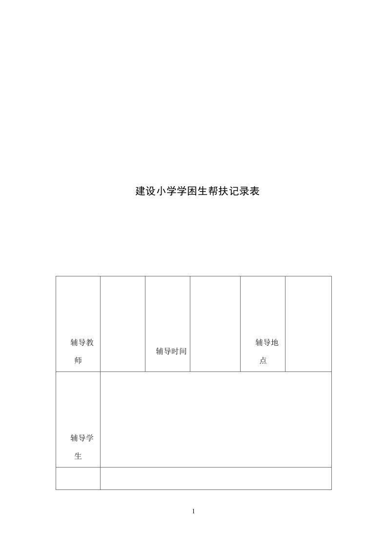 建设小学学困生帮扶记录表