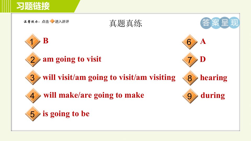 外研版七年级下册英语Module3模块整合与拔高习题课件