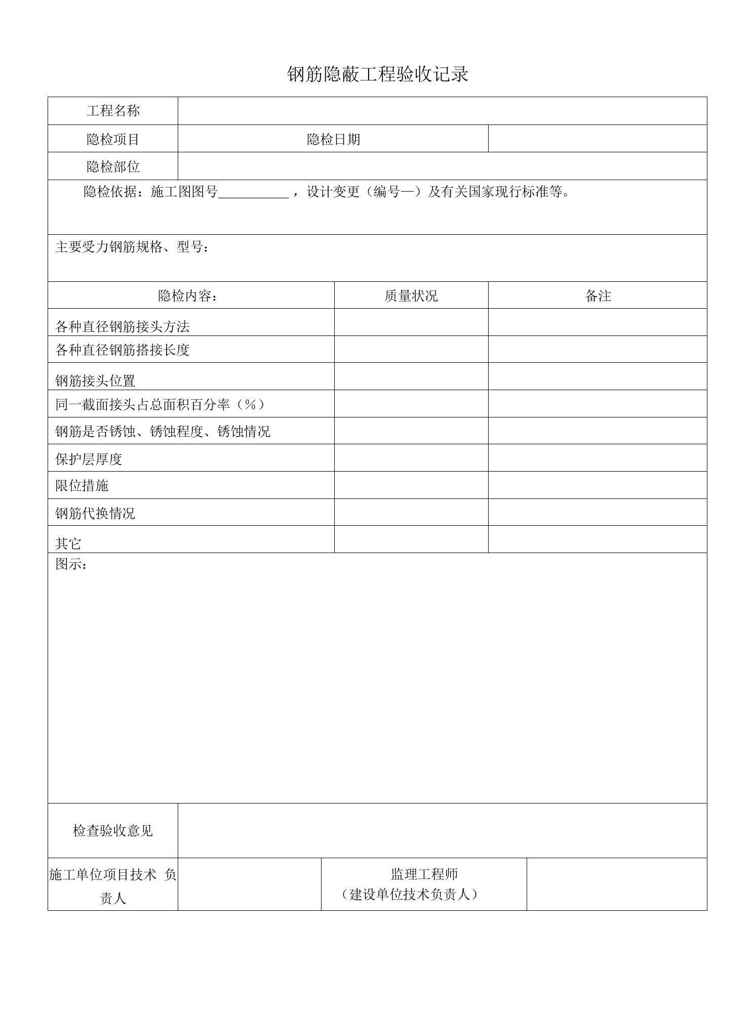 地质灾害工程钢筋隐蔽工程验收记录