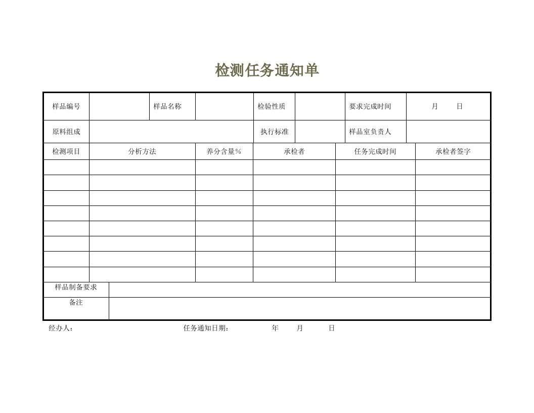 化验室各类原始记录表格