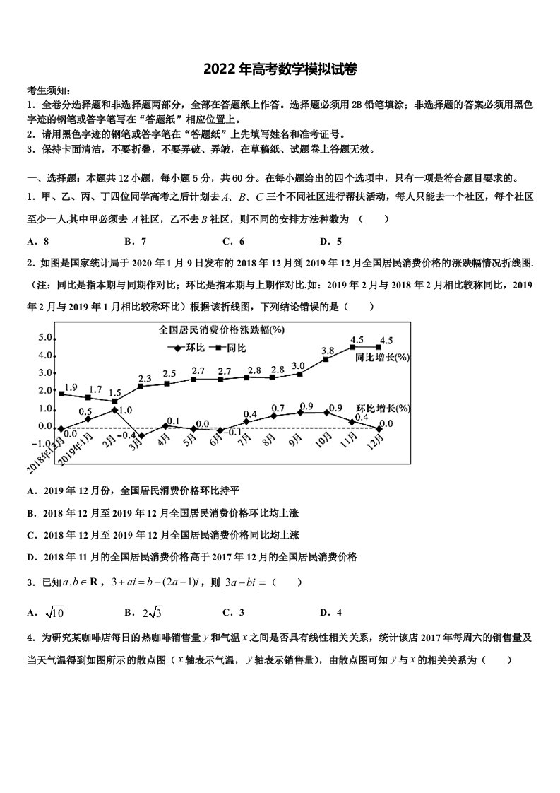 2021-2022学年湖北省武汉市汉阳一中高三（最后冲刺）数学试卷含解析