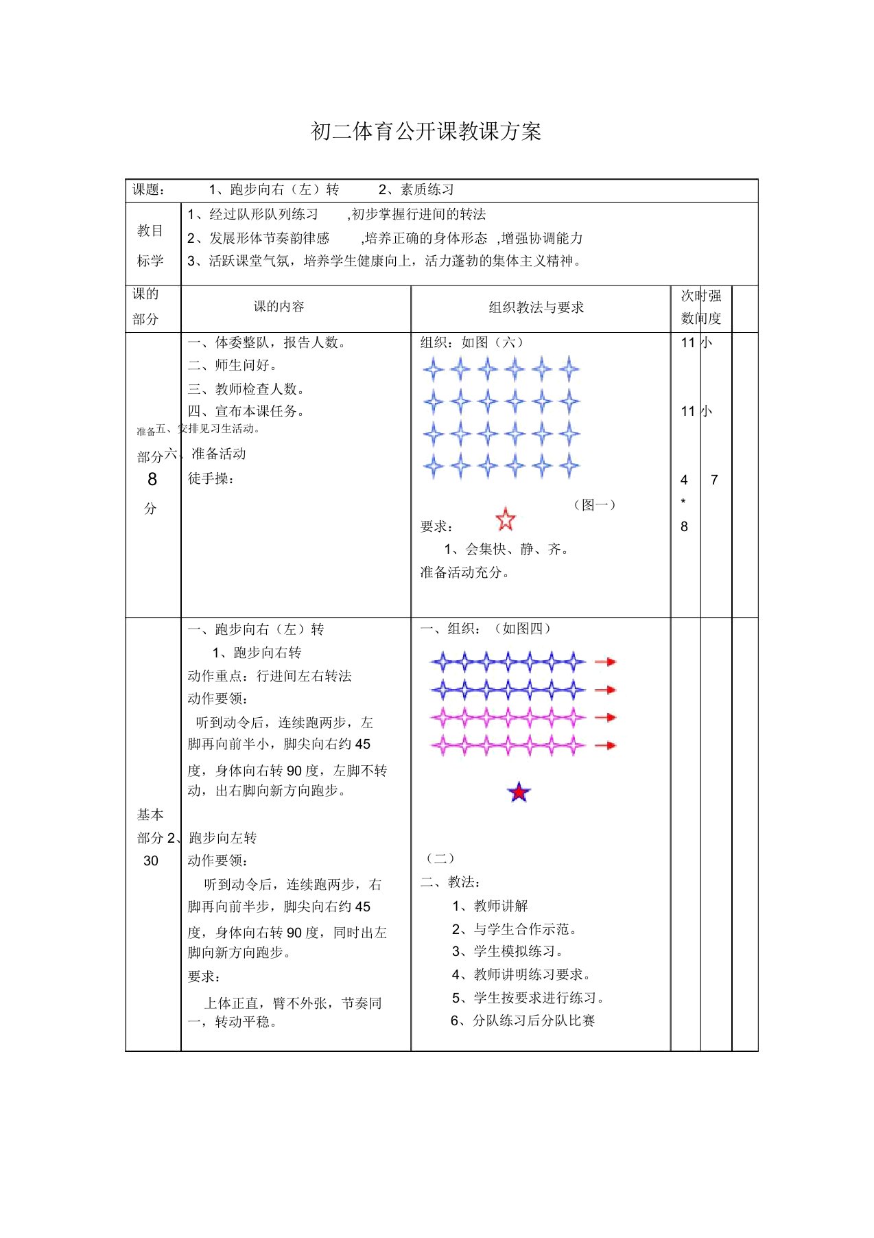 初二体育公开课教案