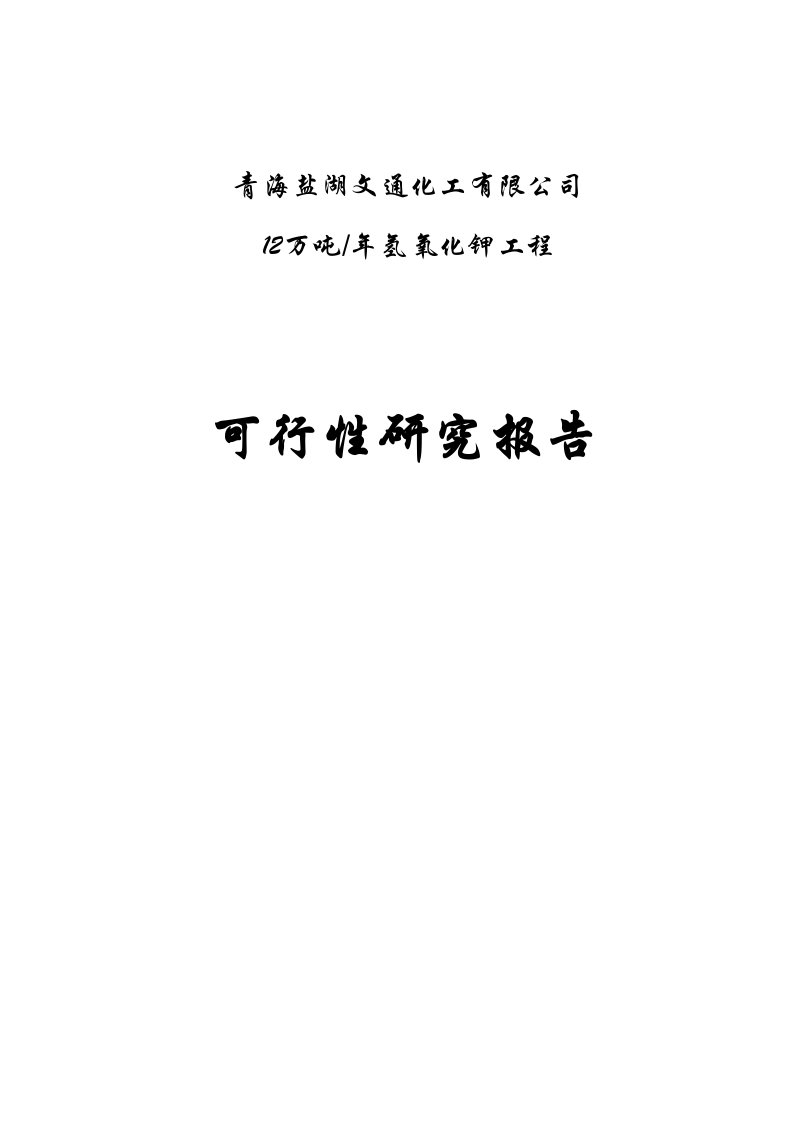 12万吨每年氢氧化钾工程立项建设可行性论证研究报告