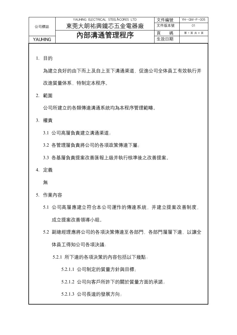 台资企业的整套ISO9001标准范本内部沟通管理程序-沟通技巧